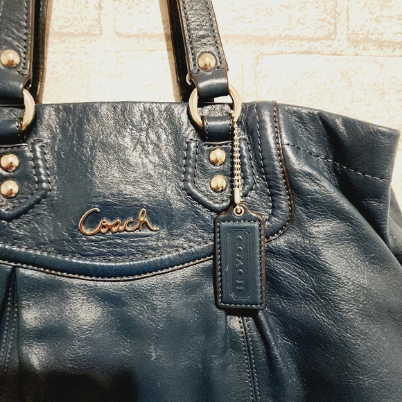 Coach Dark Teal Leather Tote - Picture 10 of 10